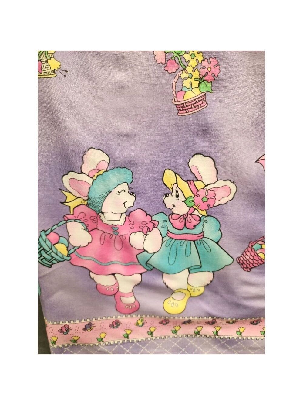 Laurie Campbell Easter Fabric Purple Bunny Border 1.5 Yards Bon Jourdan Spring C